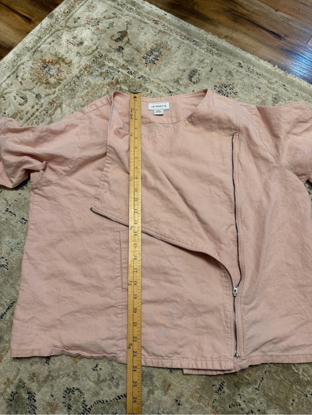 Liz Claiborne Dusty Pink Asymmetrical Zip Utility Jacket - Picture 7 of 7